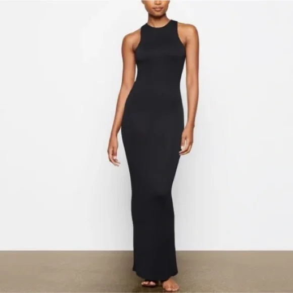 SKIMS | Dresses | Skims Smooth Lounge Open Back Maxi Dress Black | Poshmark